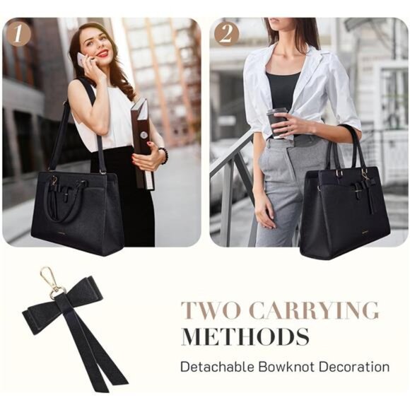 Laptop Tote Bag for Women 15.6 Inch Leather Work Bags Teacher Computer - Picture 5 of 6